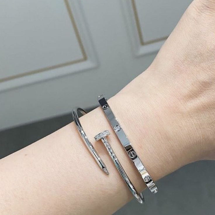 Silver Nail & Cartier Bracelet